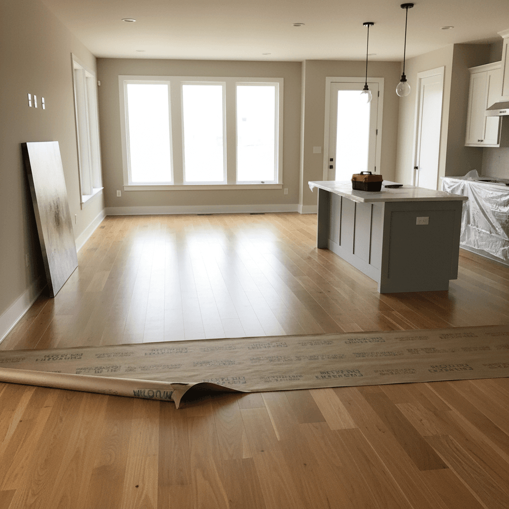 New hardwood flooring in an open concept home