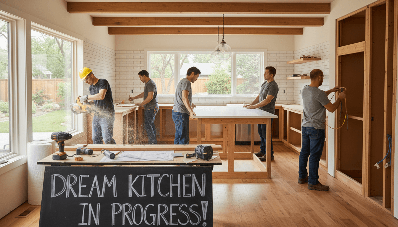 Home remodeling crew working on a kitchen renovation in Stone Mountain