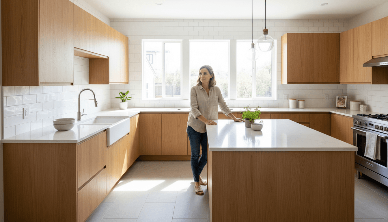 Before and after comparison of a kitchen renovation