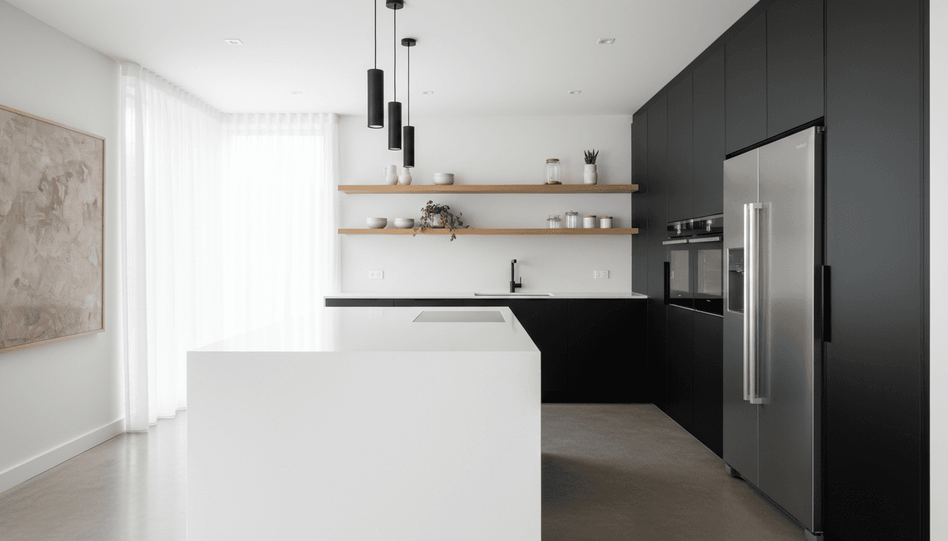 Modern kitchen remodel with white cabinets and quartz countertops