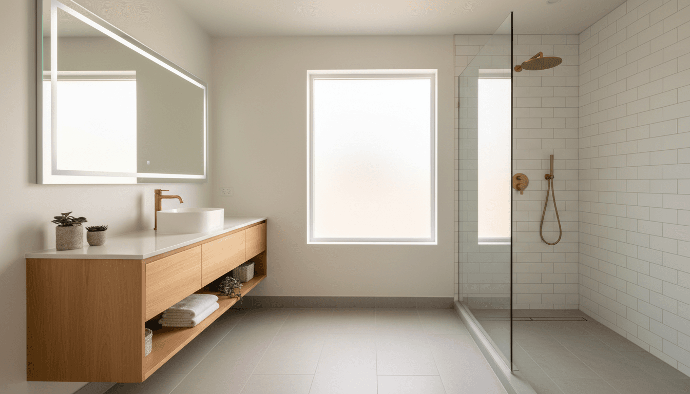 Modern bathroom with walk-in shower
