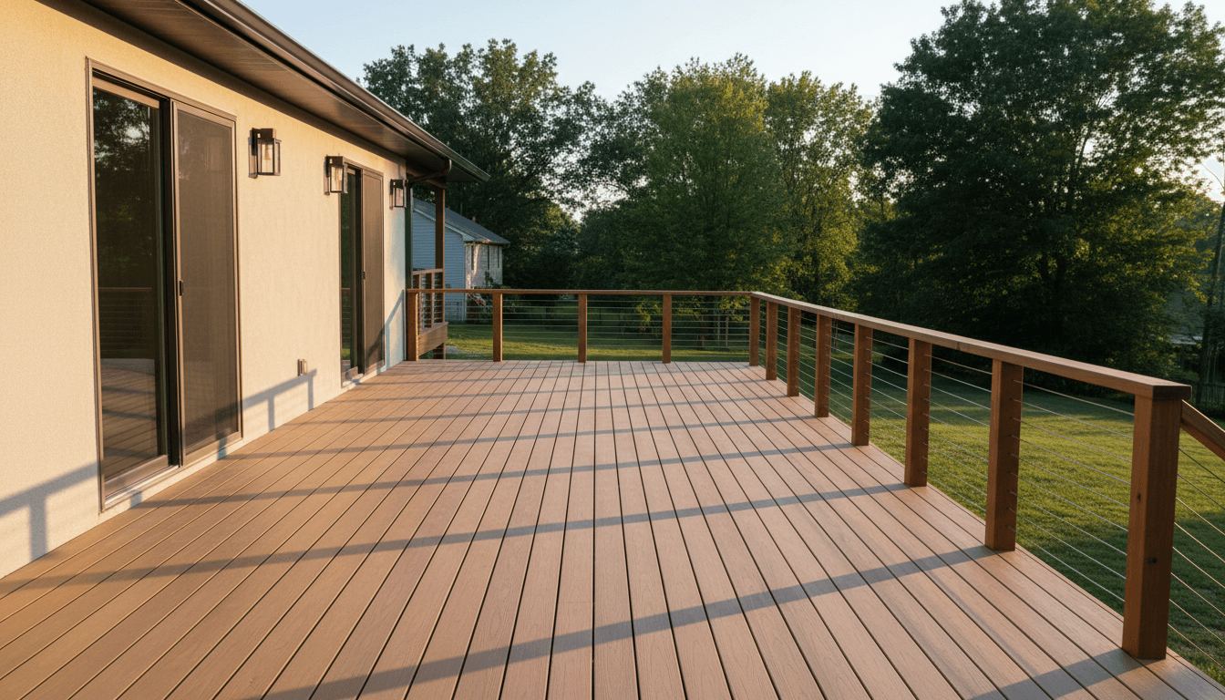 New deck addition with railing