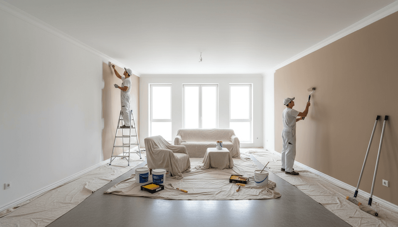 Interior painting project in progress