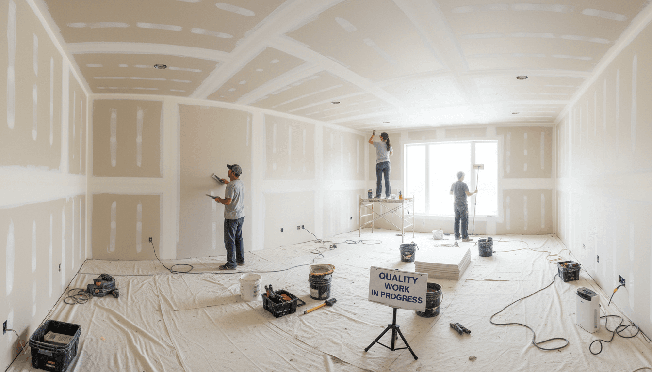 Crew working on home renovation